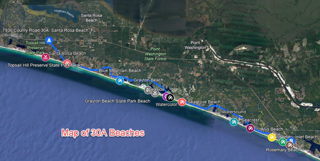 Things to Do in Santa Rosa Beach & 30A in May 2025 2 30A Beaches Map