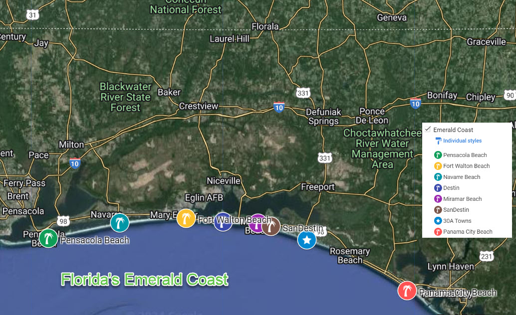 Emerald Coast Florida Map