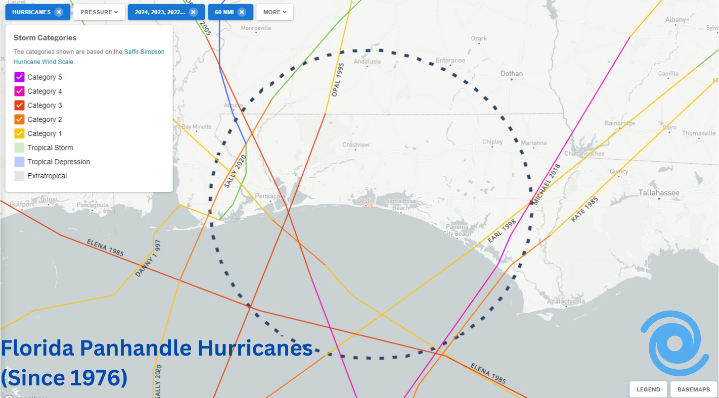 Major Hurricanes That Have Struck the Florida Pandhandle over the past 50 Years 2 Florida Panhandle Hurricanes